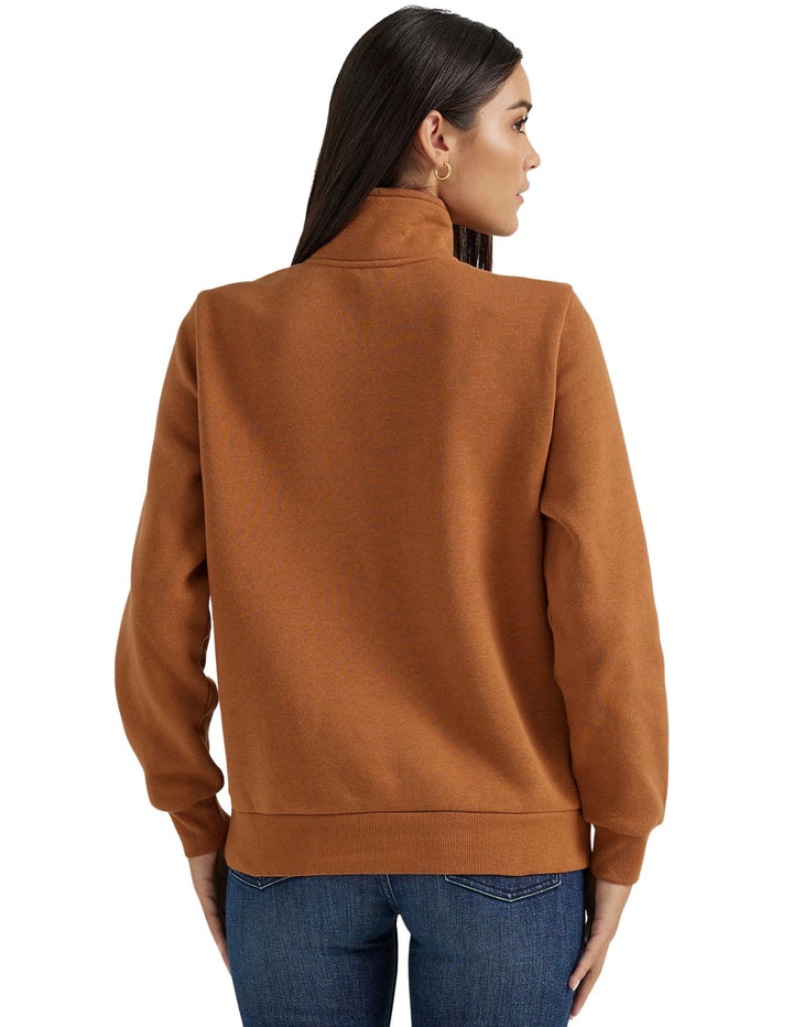 Wrangler Womens Western Stitch Yoke Quarter Zip Sweatshirt