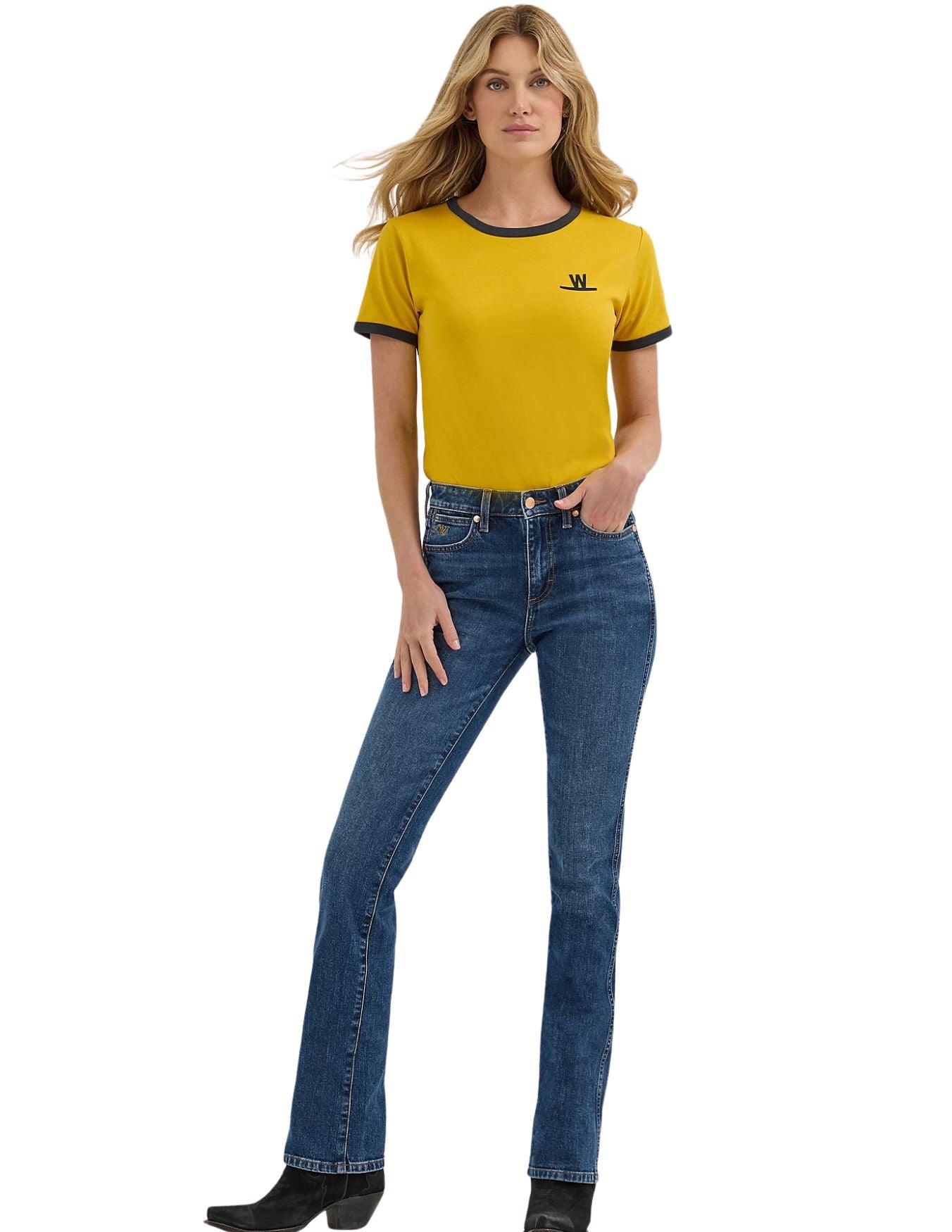 Wrangle Womens Lainey Wilson Baskin Blue Boot Hugger Jeans – Texas