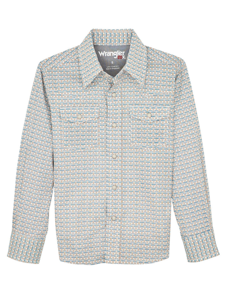 Wrangler Boys 20X Advanced Comfort Western Snap Print Shirt