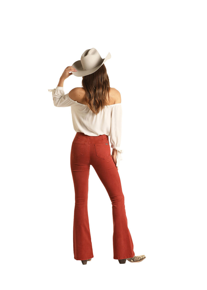 Panhandle Slim Womens Wine Pull On Flare Jeans