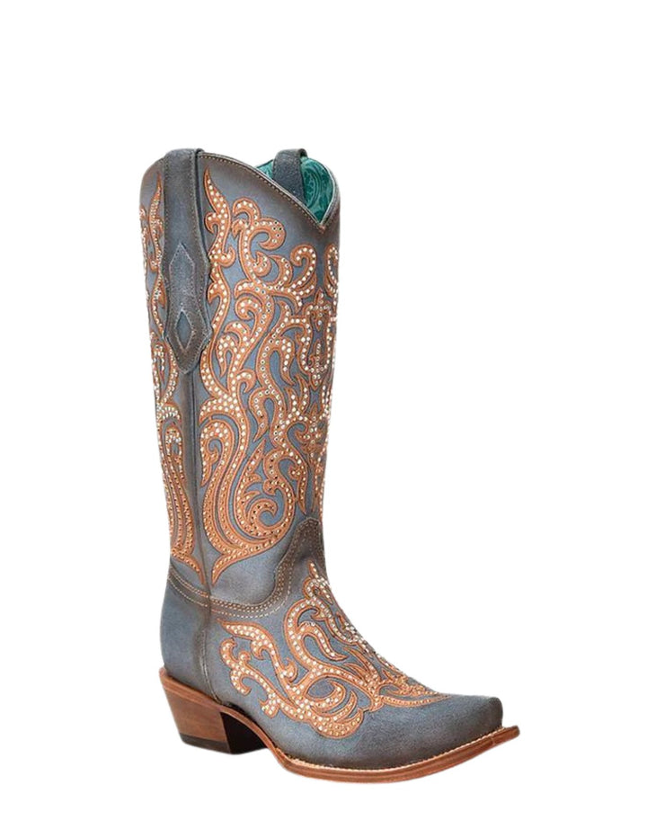 Corral Womens Blue Honey Overlay Boots