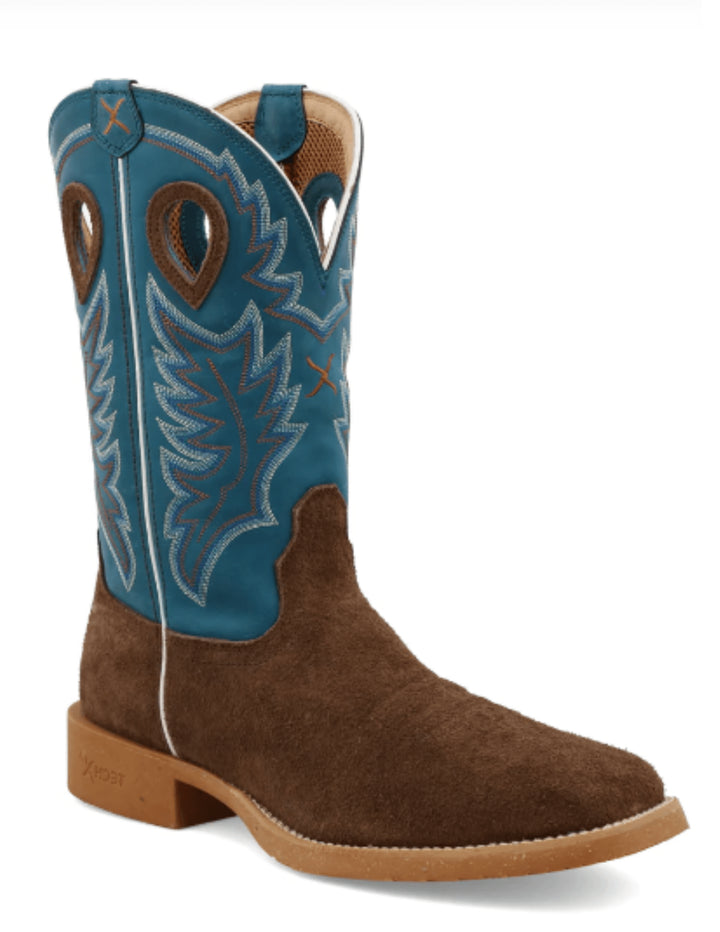 Twisted X Mens Tech Blue-Chocolate Work Boots