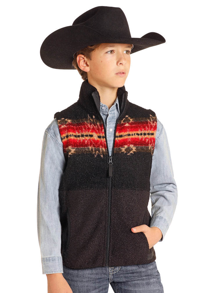 Panhandle Boys Black Berber Boarder Vest