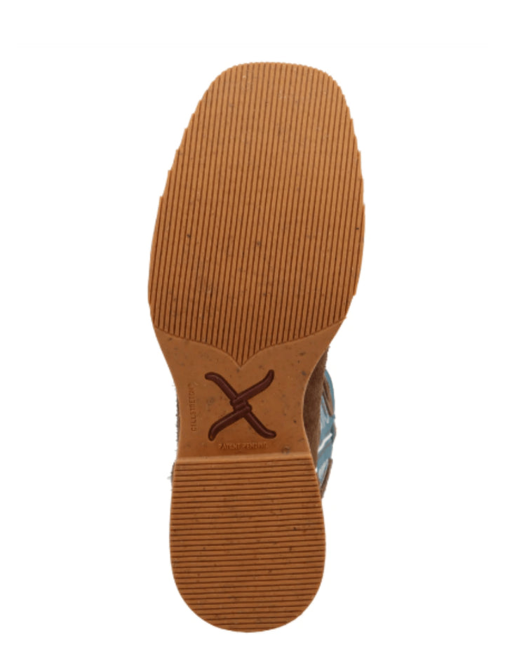 Twisted X Mens Tech Blue-Chocolate Work Boots