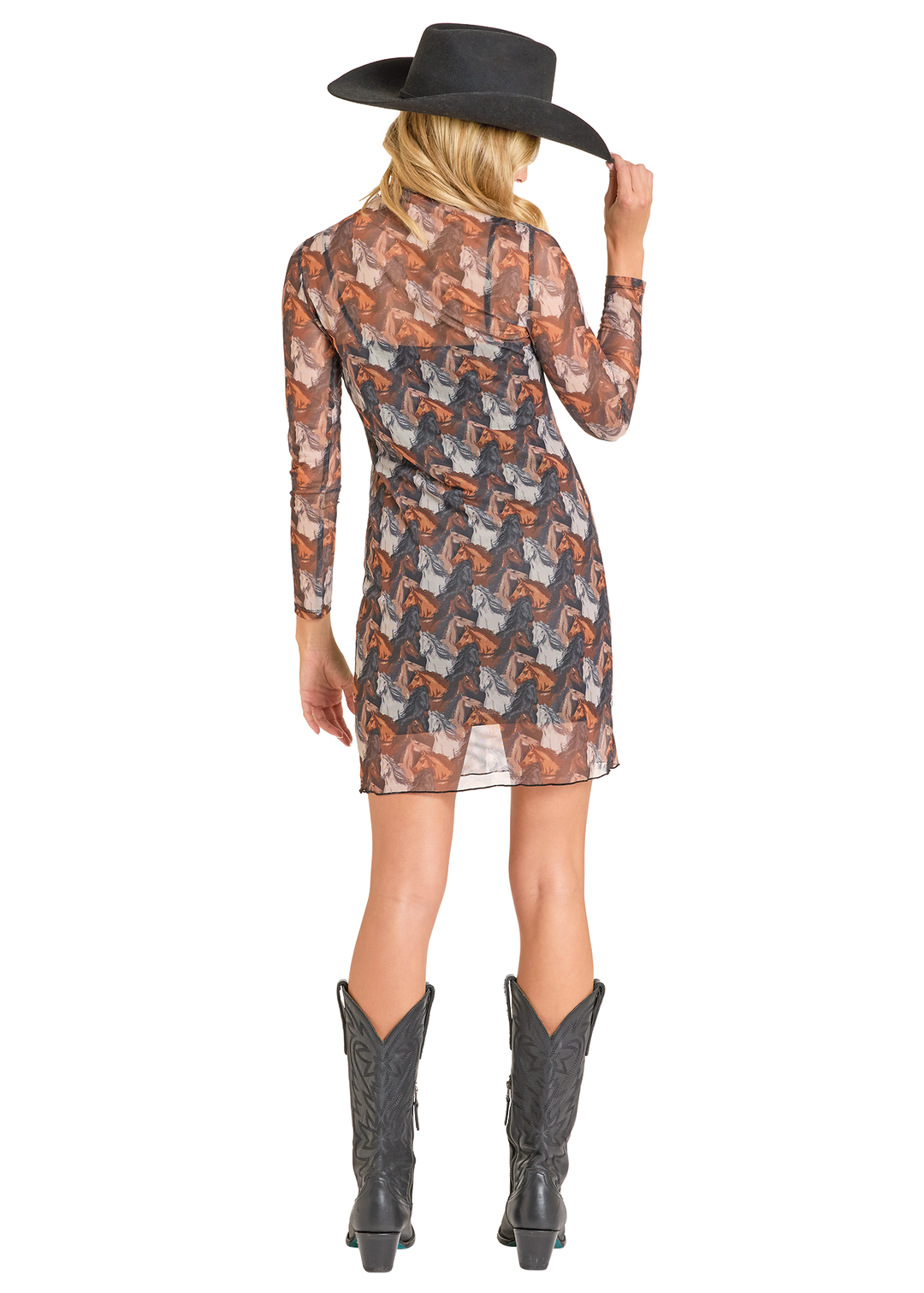Panhandle Womens Horse Print Mesh Dress