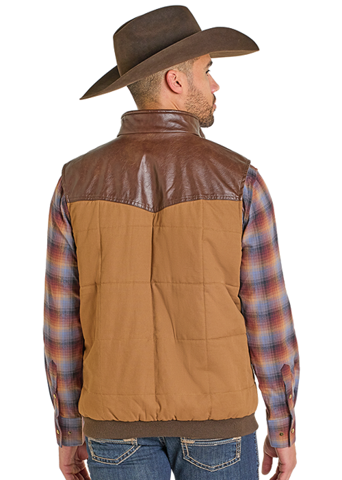 Panhandle Mens Camel Twill Puffer Vest