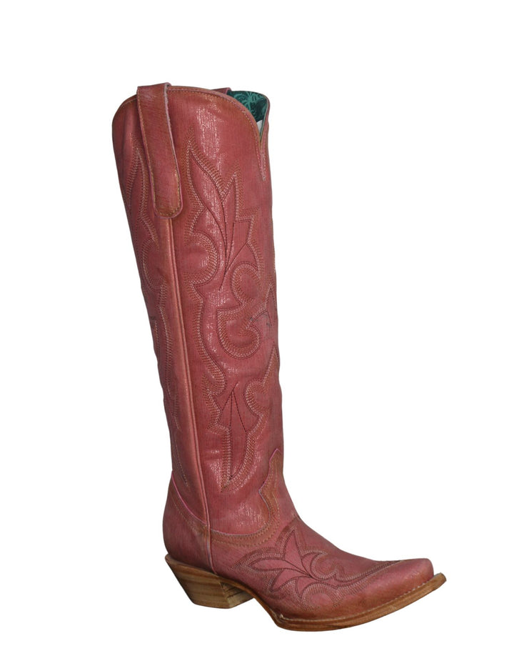 Corral Womens Pink Embroidery Tall Top Boots