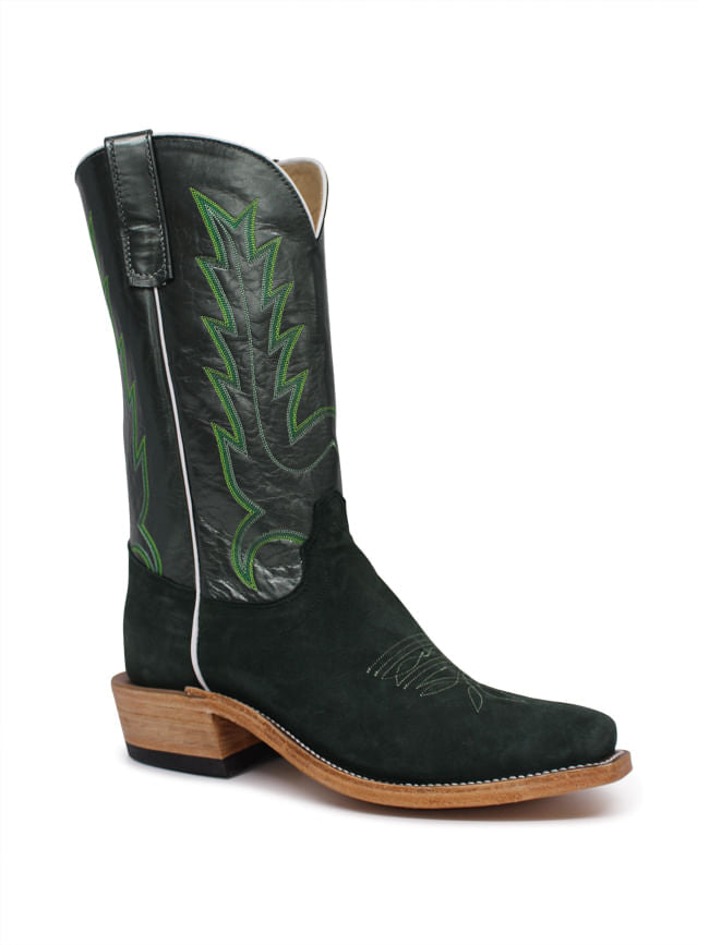Olathe Mens Green Velvet Suede Boots