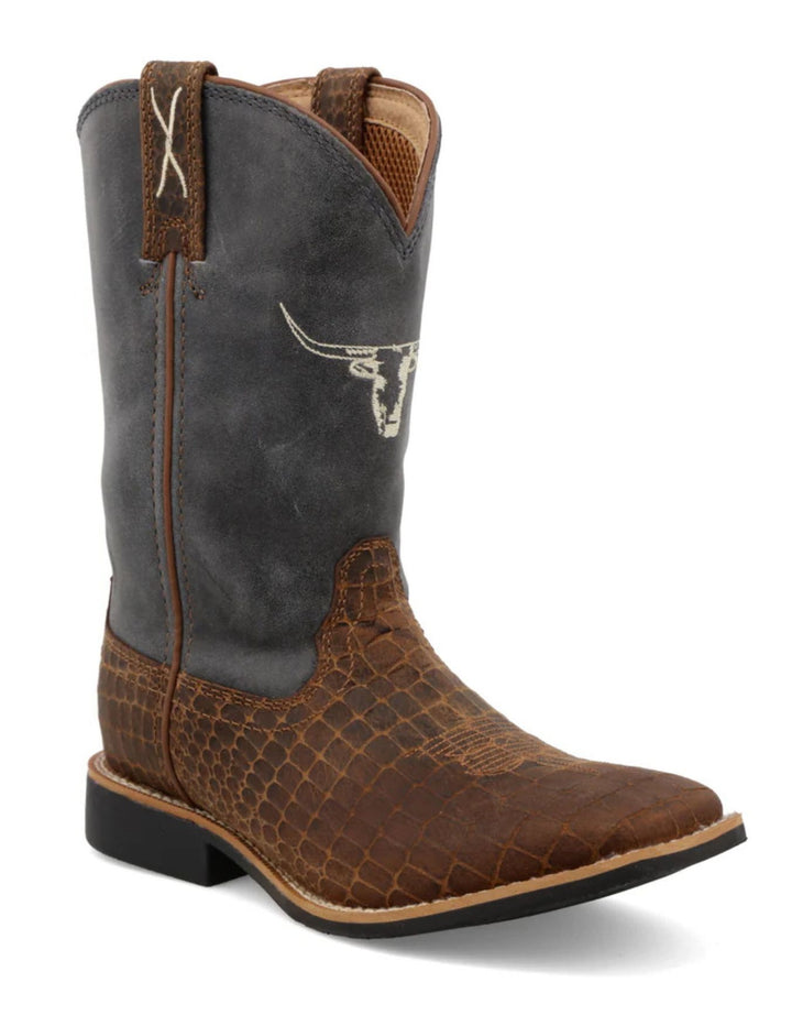 Twisted X Boys Top Hand Chocolate Dusty Blue Boots