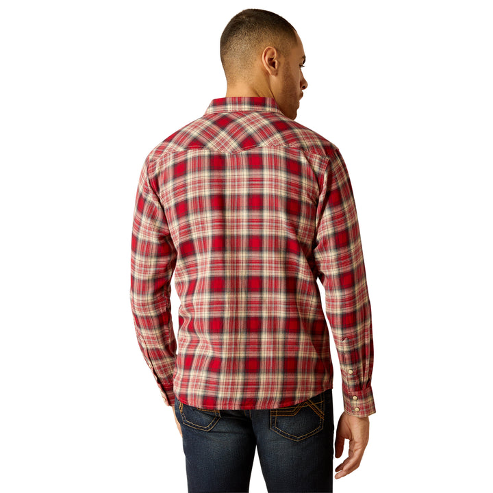 Ariat Mens Red Retro Plaid Long Sleeve Shirt