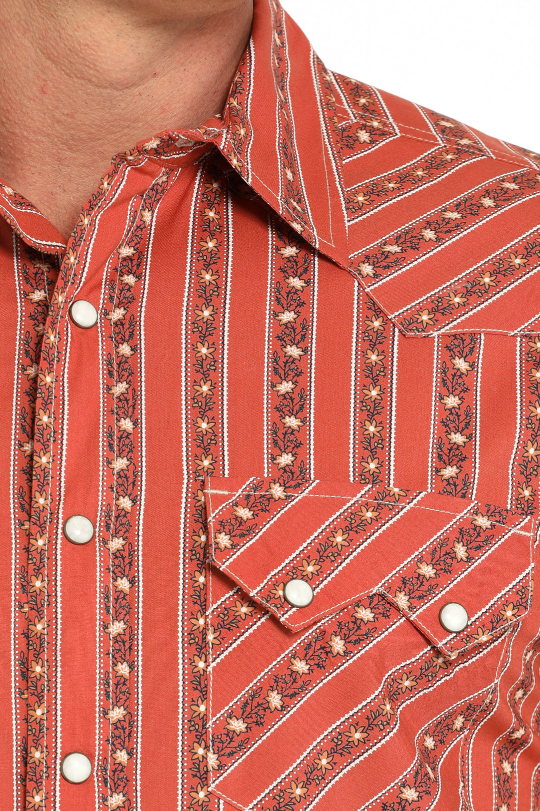 Cinch Mens Orange Western Print Shirt