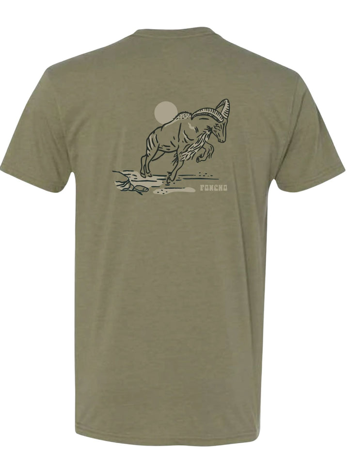 Poncho Mens Aoudad Olive T-Shirt