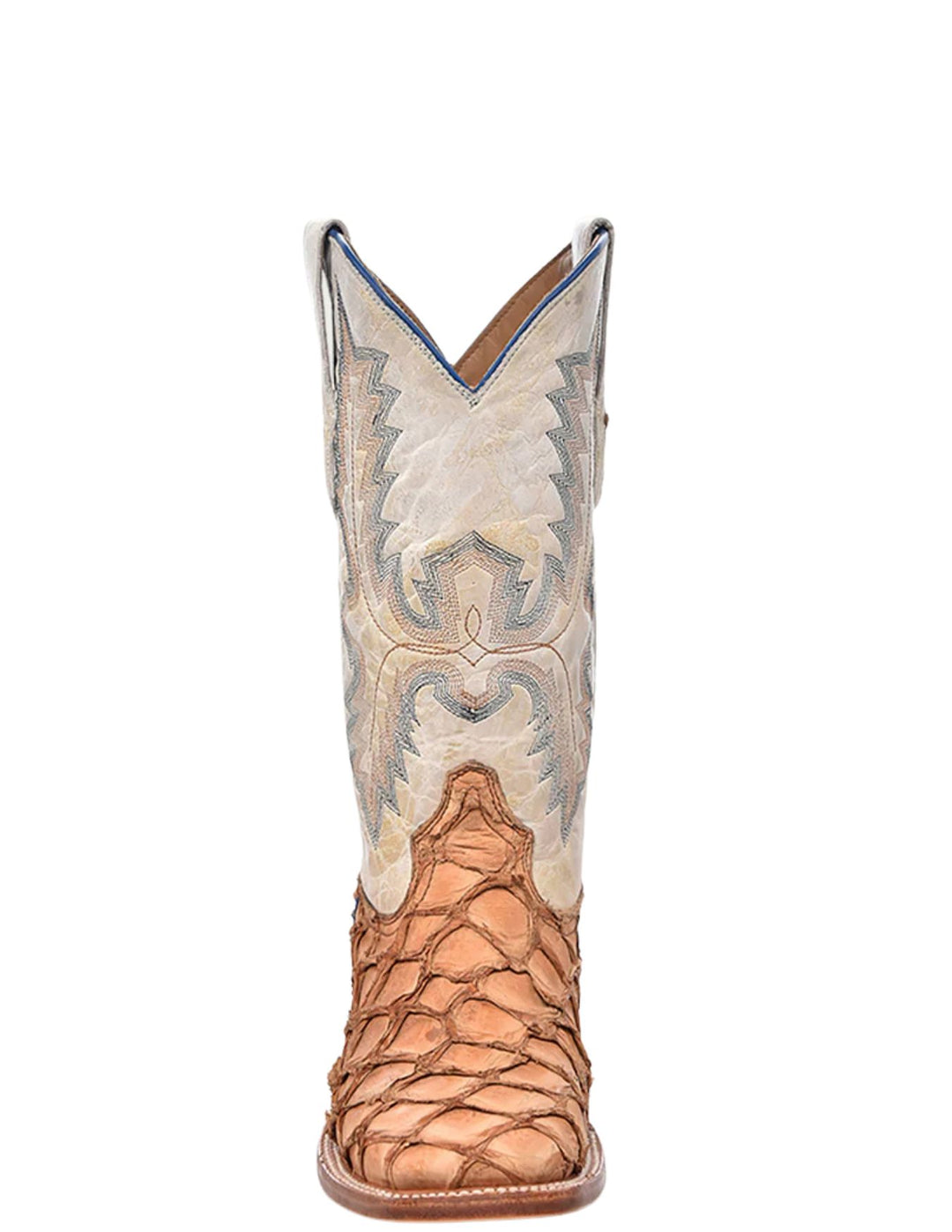 Corral Mens Cognac Pirarucu White Square Toe Boots