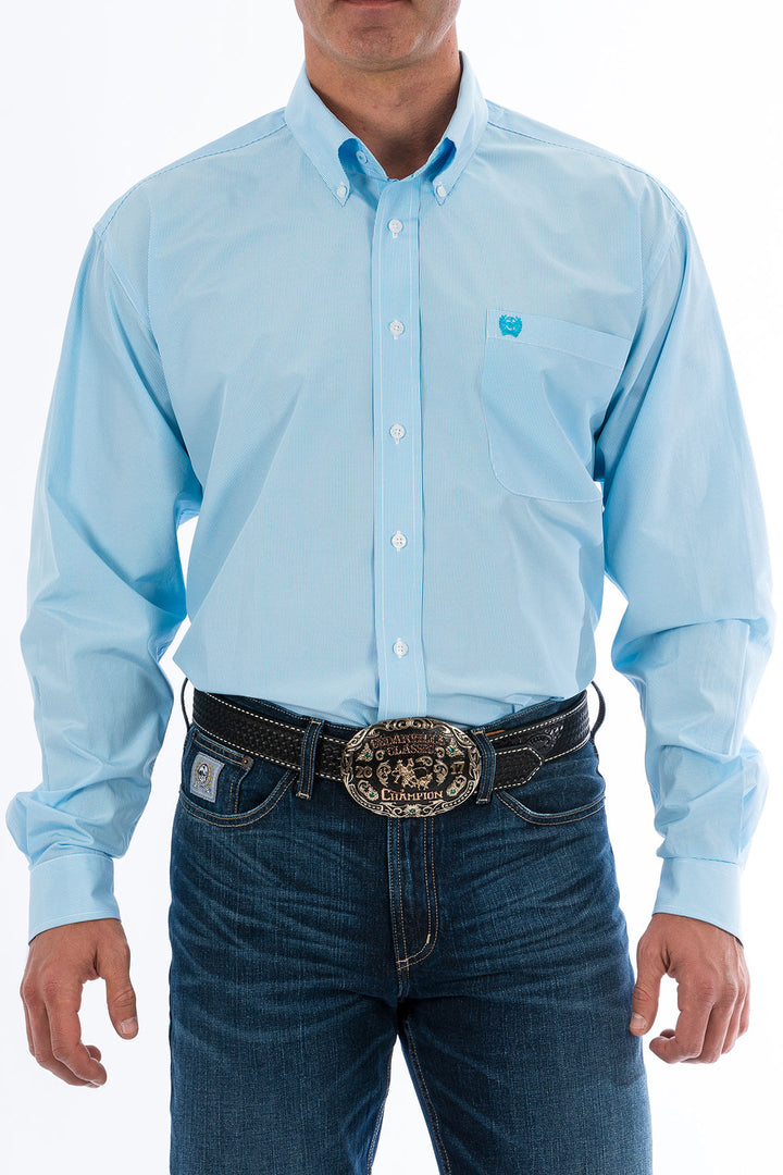 Cinch Mens Light Blue Stripe Long Sleeve Shirt