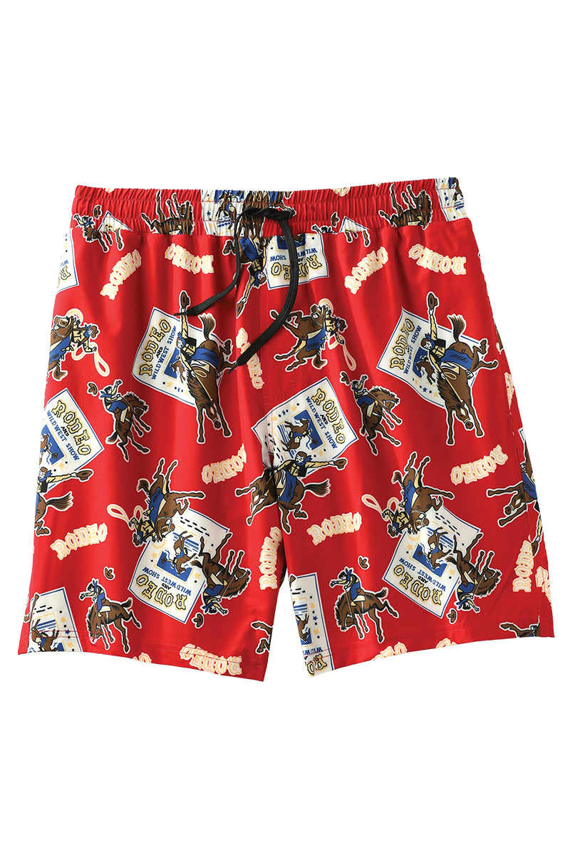 Cinch Mens Red Rodeo Swim Trunks