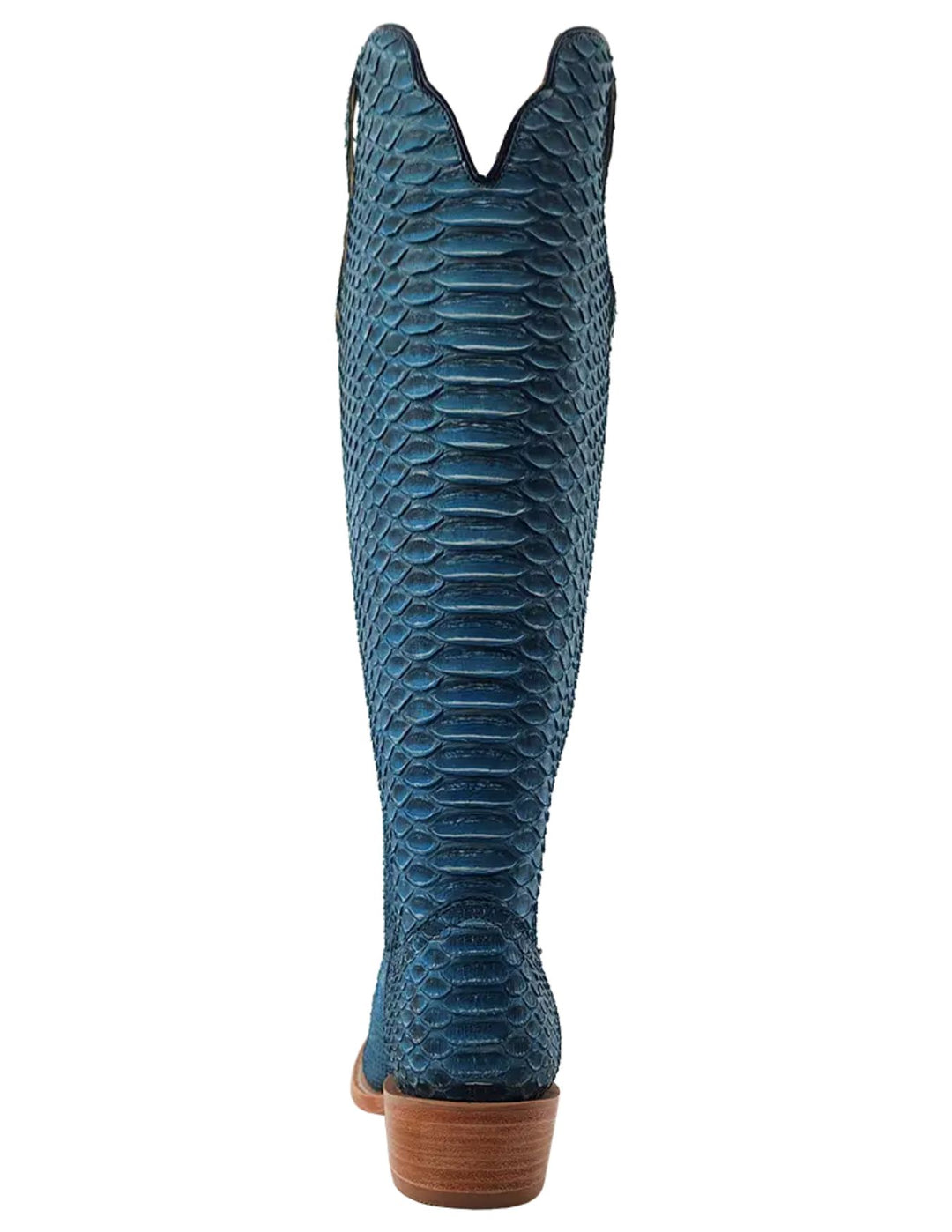 R. Watson Womens Denim Python Python Narrow Square Toe Boots