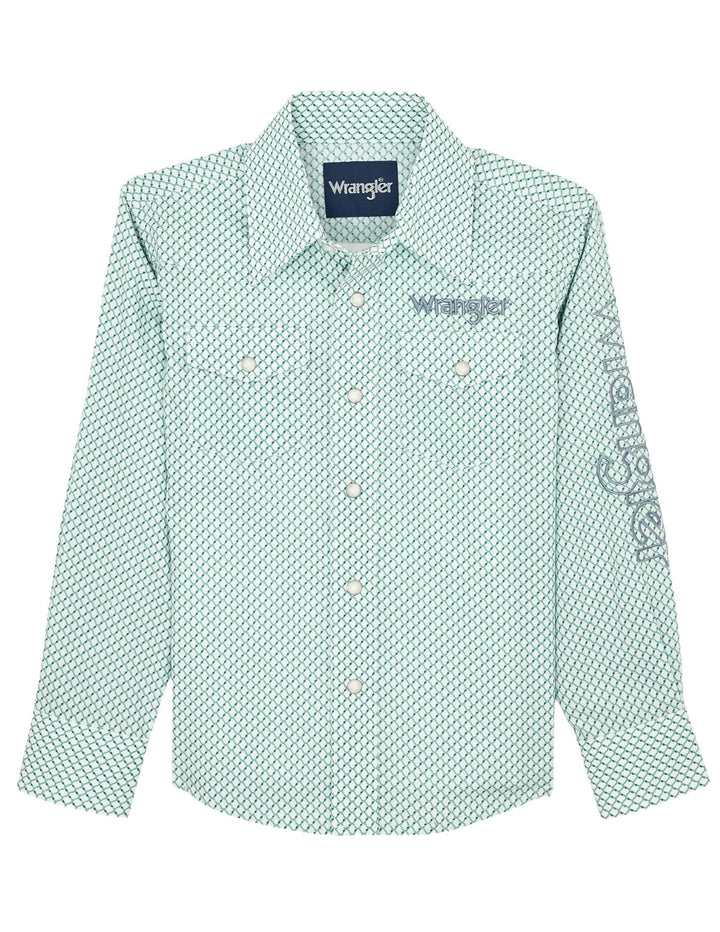 Wrangler Boys Logo Long Sleeve Western Snap Shirt