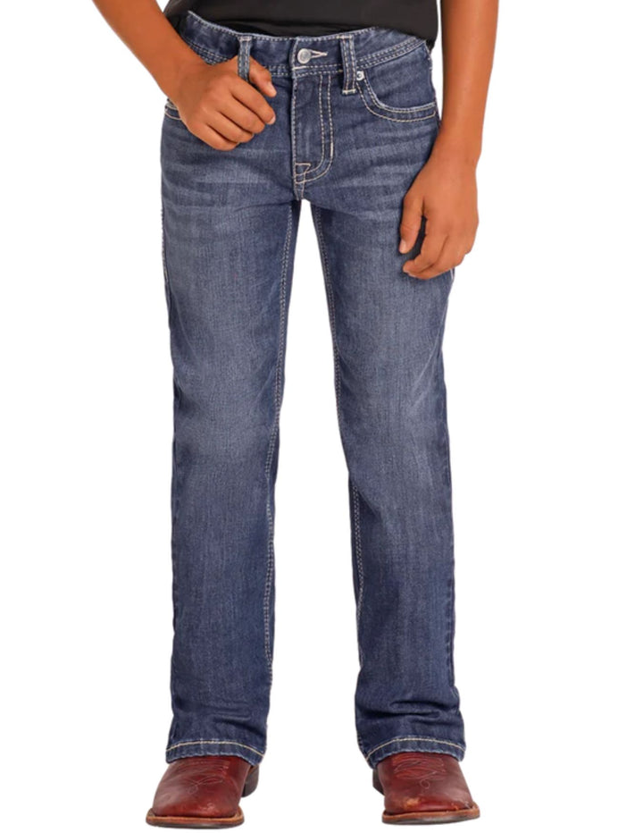 Panhandle Boys Regular Fit Two-Tone Stitch Bootcut Jeans