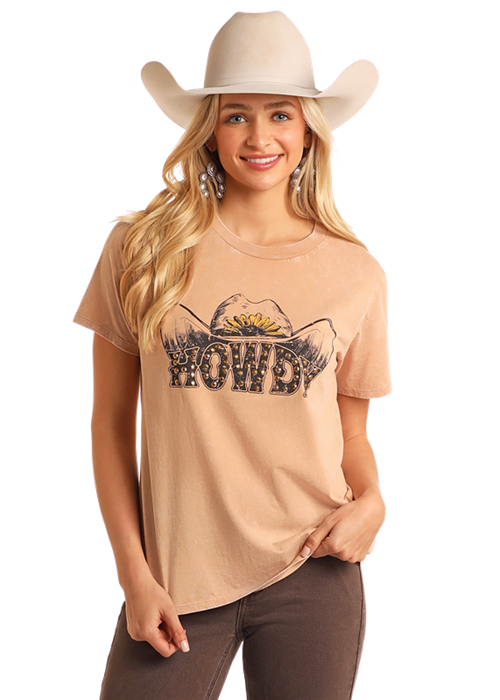 Panhandle Womens Studded Howdy Graphic T-Shirt