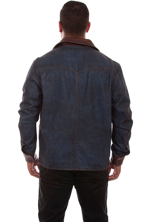 Mens Scully Denim and Leather Trim Jacket