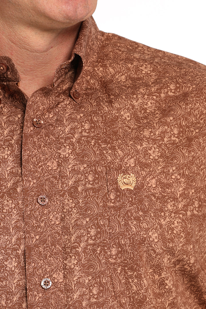 Cinch Mens Brown Paisley Print Long Sleeve Shirt