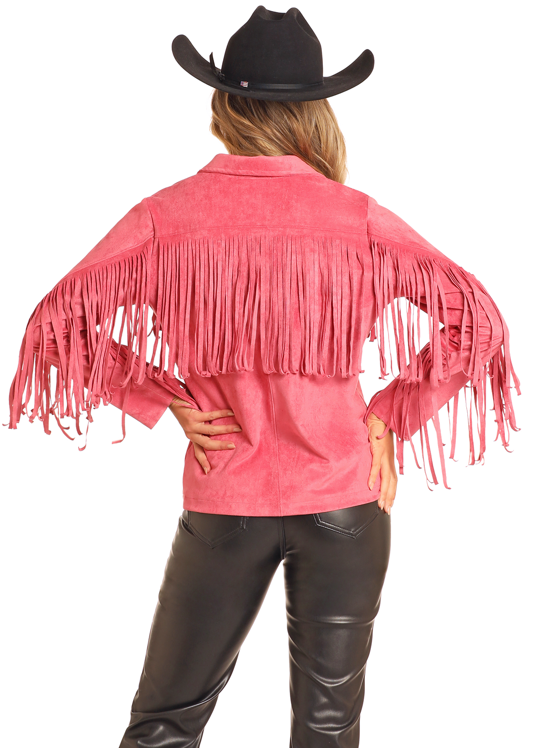 Panhandle Womens Rose Suede Fringe Jacket