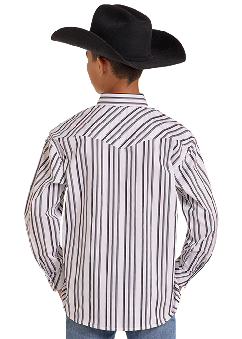 Panhandle Boys Grey Stripe Long Sleeve Shirt