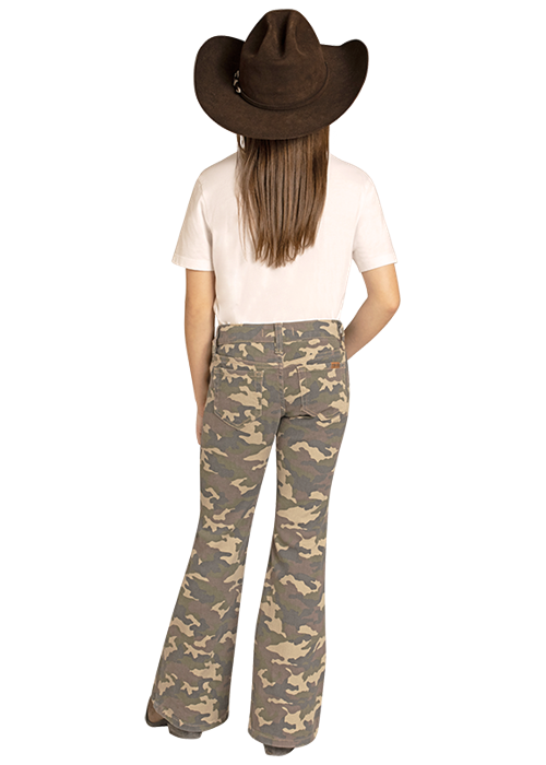 Panhandle Girls Camo Print Flare Jeans