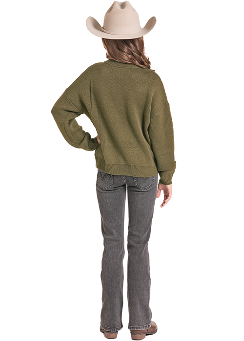 Panhandle Girls Howdy Olive Pullover