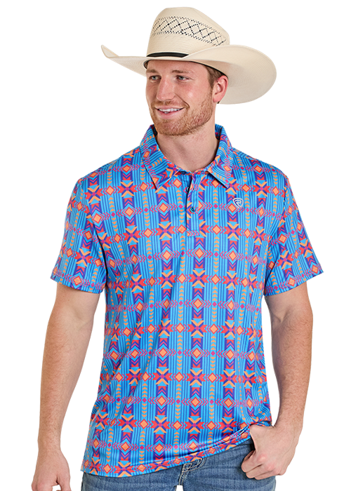 Panhandle Mens Aztec Printed Polo