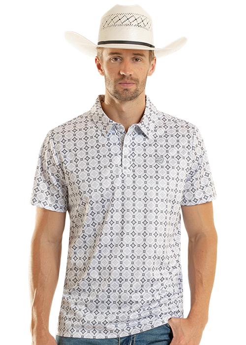 Panhandle Mens White Medallion Polo