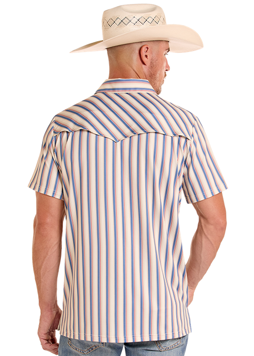 Panhandle Mens Natural Western Stripe Polo