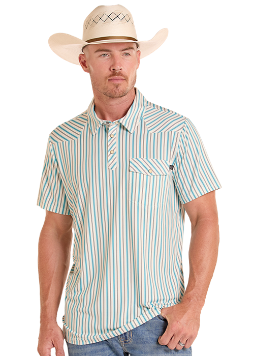 Panhandle Mens Western Stripes Polo