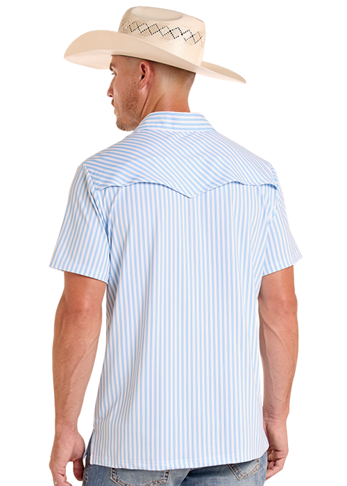 Panhandle Mens White Western Stripe Polo
