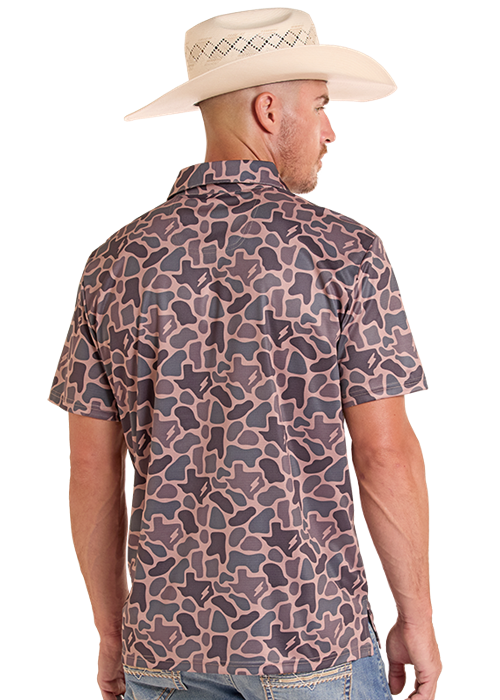 Panhandle Mens Koe Wetzel Tan Camo Polo