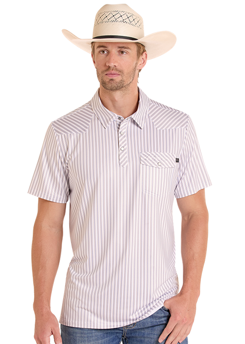 Panhandle Mens White Stripe Polo