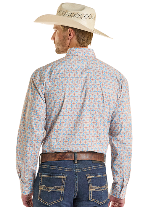 Panhandle Mens Orange Medallion Long Sleeve Shirt