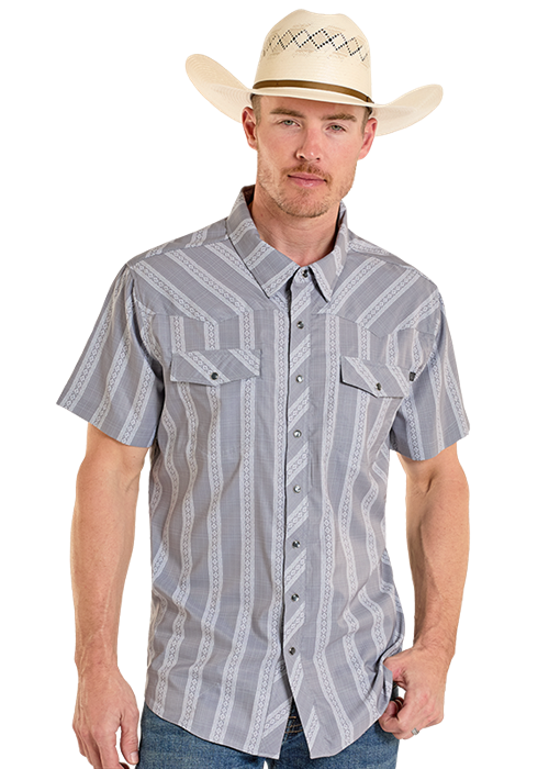 Panhandle Mens Tek Grey Printed Short Sleeve Shirt