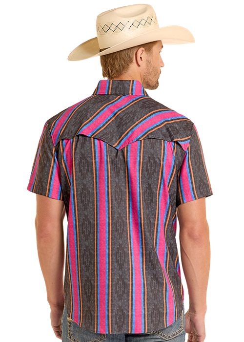 Panhandle Mens Tek Stripes Short Sleeve Shirt