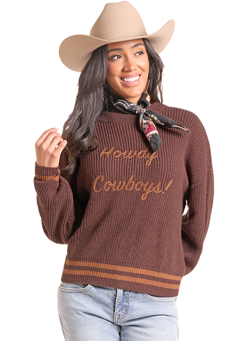 Panhandle Womens Java Howdy Cowboys Sweater