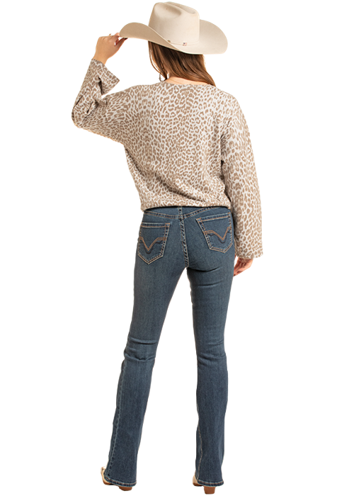 Panhandle Womens Cheetah Cream Sweater