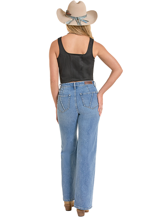 Panhandle Womens Microsuede Boot Stitch Embroidered Tank Top