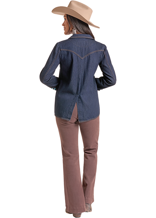 Panhandle Womens Dark Wash Boot Stitch Blazer