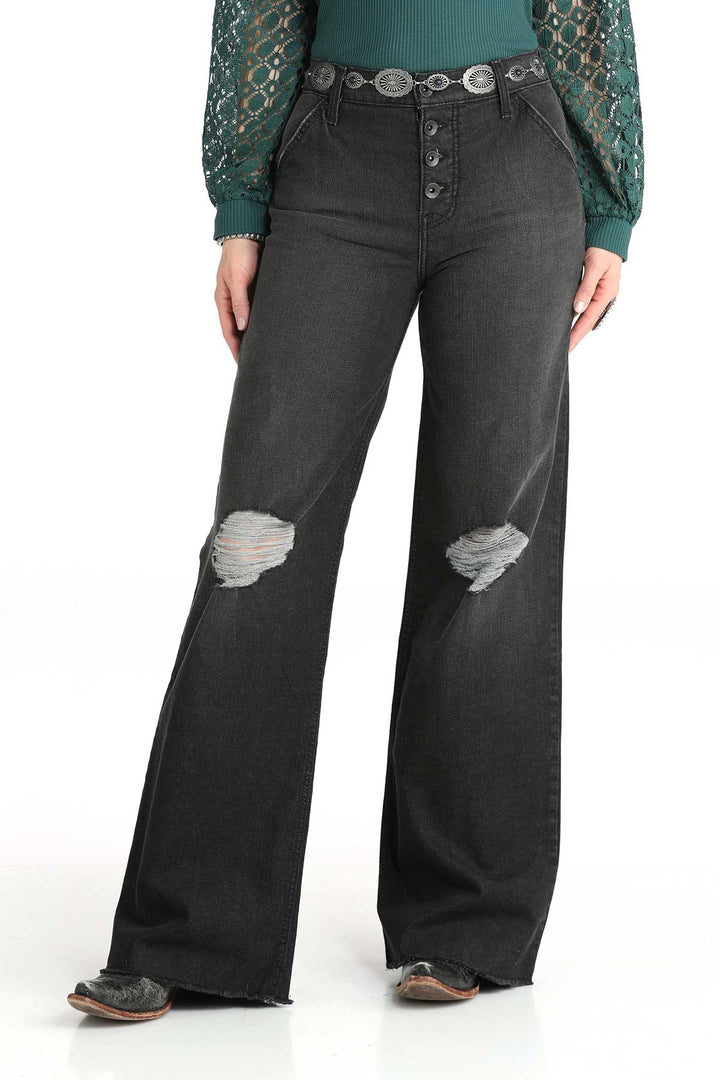 Cinch Womens Skykar Wide Leg Black Jeans