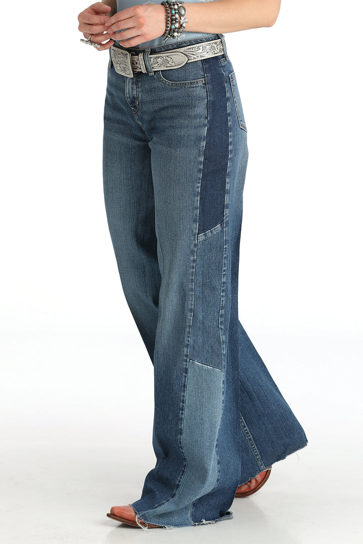 Cinch Womens Wide Leg Patch Jeans
