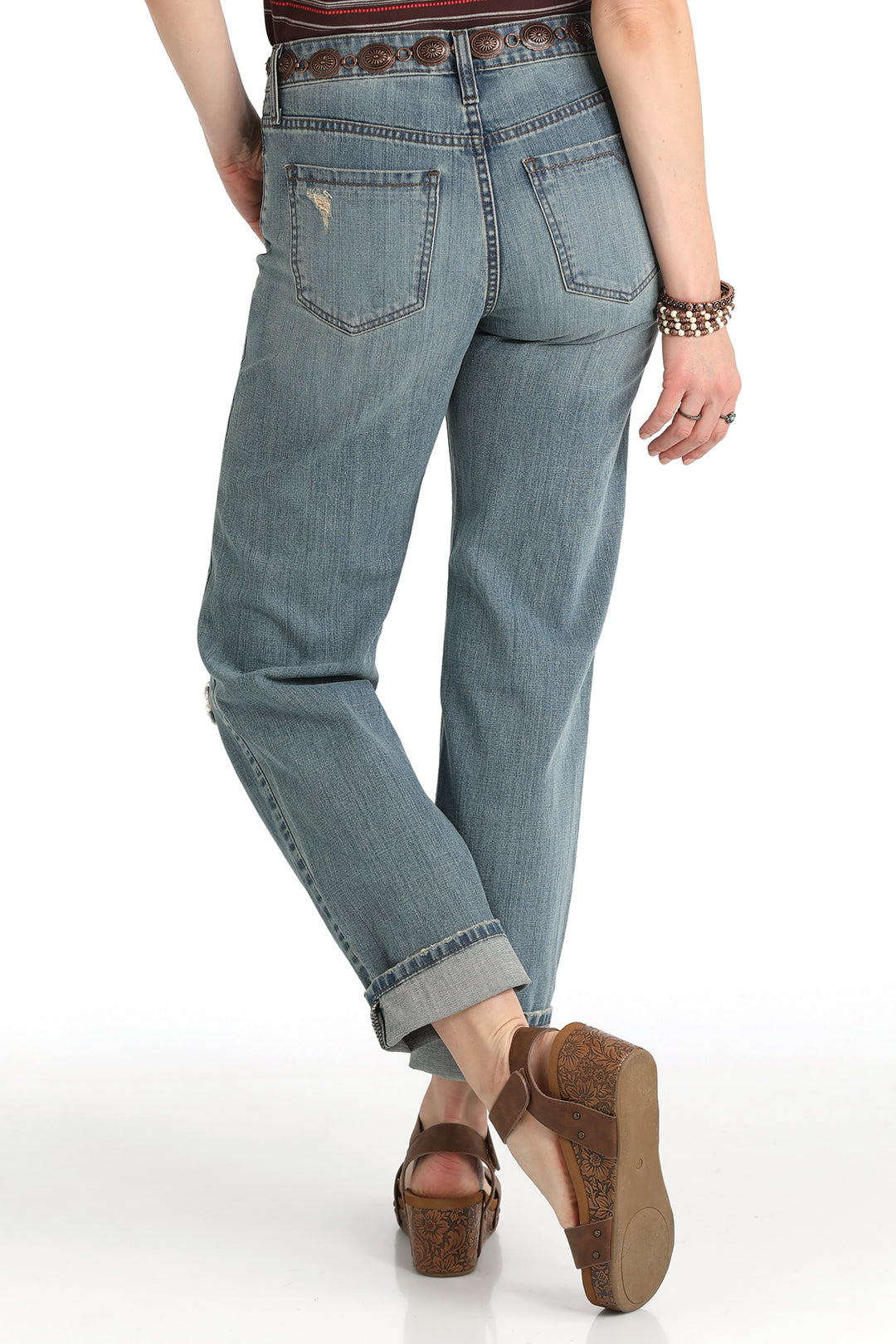 Cinch Womens Boyfriend Medium Stone Cropped Jeans