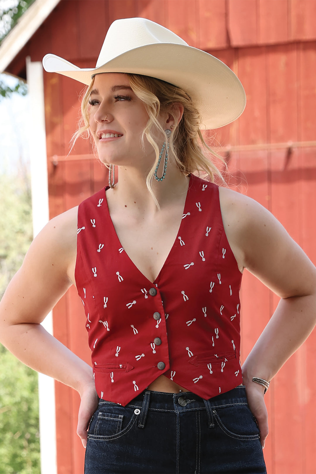 Cinch Womens Red Spur Vest