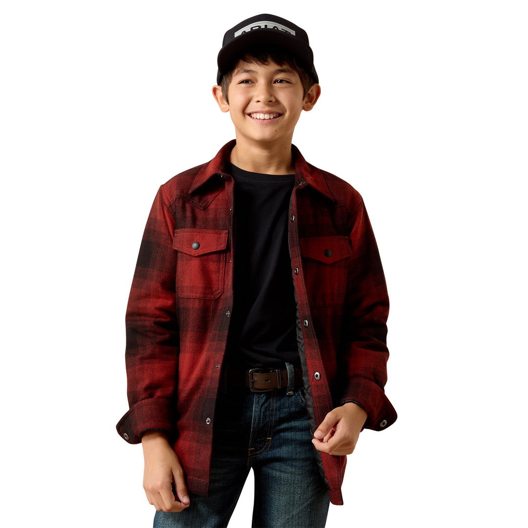 Ariat Boys Red Buffalo Plaid Retro Shirt Jacket