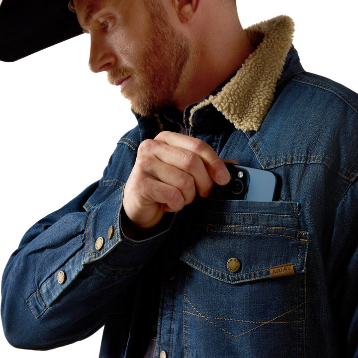 Ariat Mens Sherpa Lined Denim Shirt Jacket