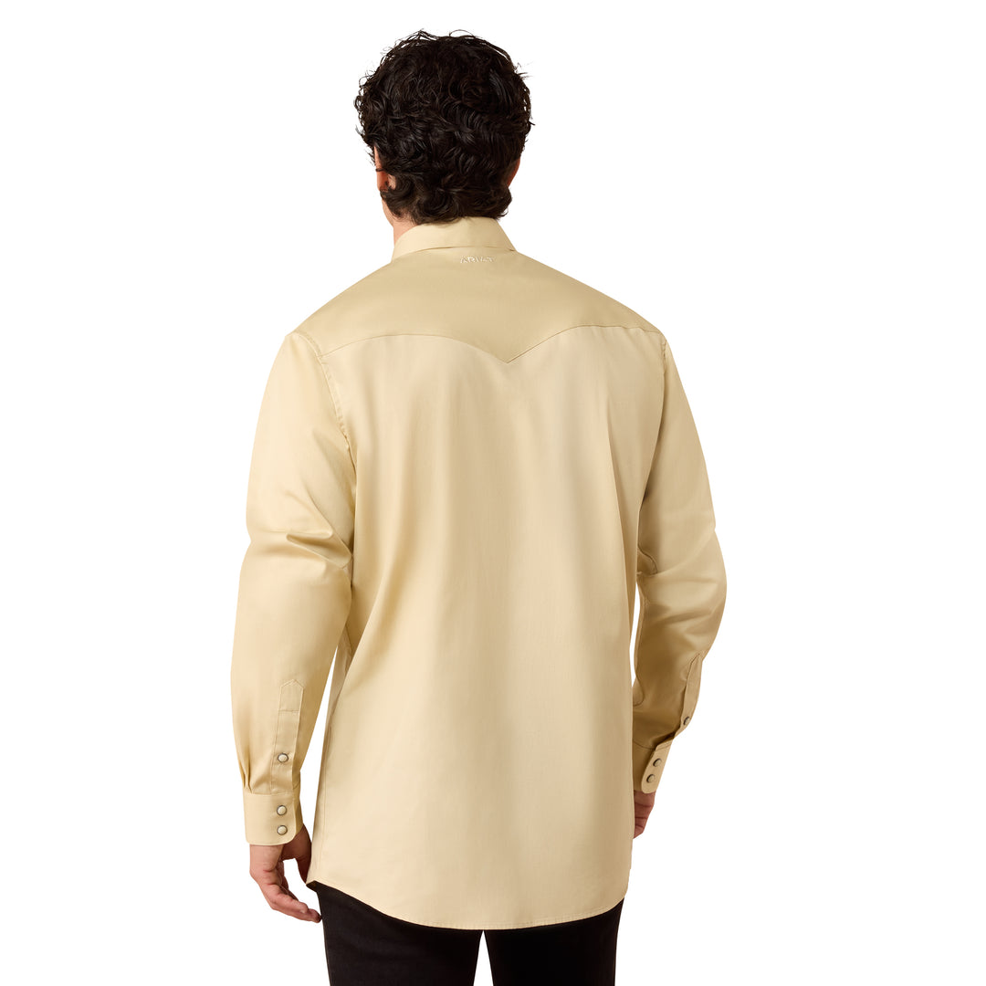 Ariat Mens Off White Solid Twill Fitted Shirt
